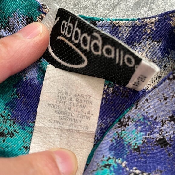 Vintage Pappagallo Abstract Floral Blouse Shirt Short Sleeve Womens Medium Large - Picture 8 of 12